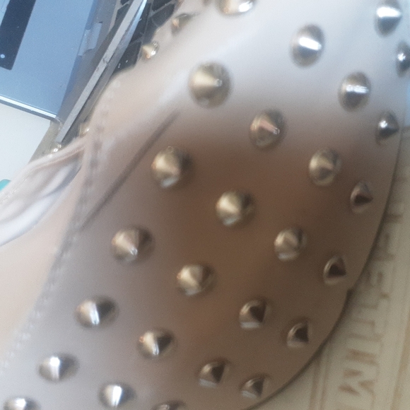 Rock & Republic Studded Spike Platform Pump Stiletto Peep Toe Strap Heels Sz 10M - Picture 10 of 10